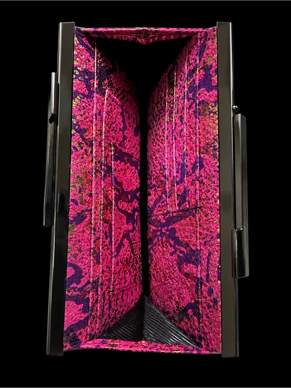 Kenneth Cole Pink Metallic Snake-Print Clutch Wallet